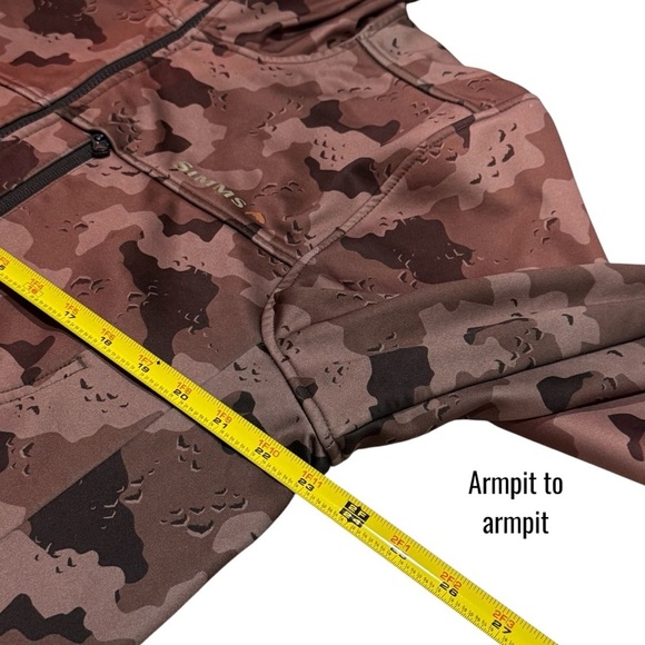 Simms Brown Ombre Camouflage Fleece Full Zip Hooded Fishing Outdoors Jacket M - Picture 10 of 11